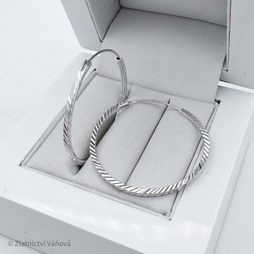 Stříbrné náušnice broušené kruhy 30mm